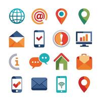 Contact Us icon set collection for websites and mobile applications vector