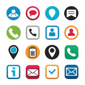 contacto nosotros icono conjunto colección para sitios web y móvil aplicaciones vector