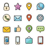 Contact Us icon set collection for websites and mobile applications vector