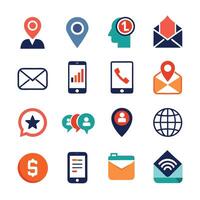 Contact Us icon set collection for websites and mobile applications vector