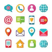 Contact Us icon set collection for websites and mobile applications vector