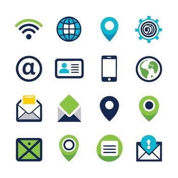 contacto nosotros icono conjunto colección para sitios web y móvil aplicaciones vector