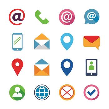 Contact Us icon set collection for websites and mobile applications vector