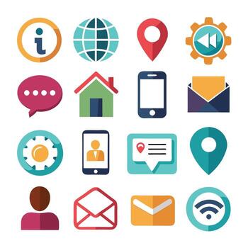 contacto nosotros icono conjunto colección para sitios web y móvil aplicaciones vector