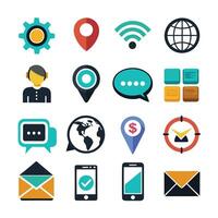 Contact Us icon set collection for websites and mobile applications vector