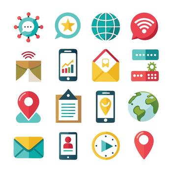 contacto nosotros icono conjunto colección para sitios web y móvil aplicaciones vector