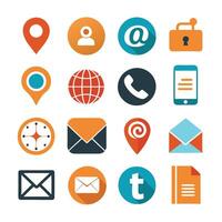 Contact Us icon set collection for websites and mobile applications vector
