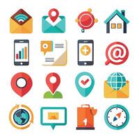 Contact Us icon set collection for websites and mobile applications vector
