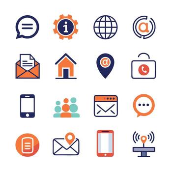 Contact Us icon set collection for websites and mobile applications vector