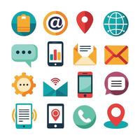 Contact Us icon set collection for websites and mobile applications vector