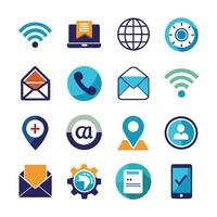 Contact Us icon set collection for websites and mobile applications vector