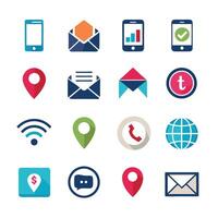Contact Us icon set collection for websites and mobile applications vector