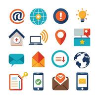 Contact Us icon set collection for websites and mobile applications vector