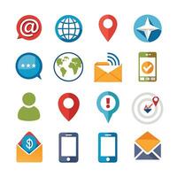 Contact Us icon set collection for websites and mobile applications vector