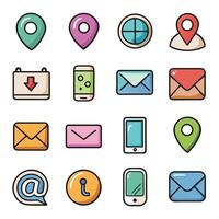 Contact Us icon set collection for websites and mobile applications vector