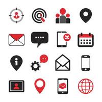 Contact Us icon set collection for websites and mobile applications vector
