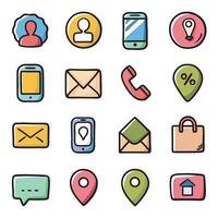 Contact Us icon set collection for websites and mobile applications vector