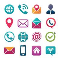 Contact Us icon set collection for websites and mobile applications vector