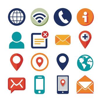 Contact Us icon set collection for websites and mobile applications vector