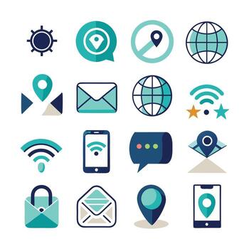 Contact Us icon set collection for websites and mobile applications vector