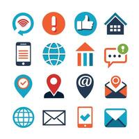 Contact Us icon set collection for websites and mobile applications vector