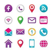 Contact Us icon set collection for websites and mobile applications vector