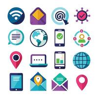 Contact Us icon set collection for websites and mobile applications vector