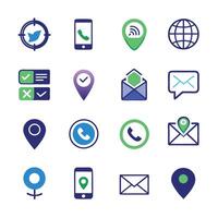 Contact Us icon set collection for websites and mobile applications vector