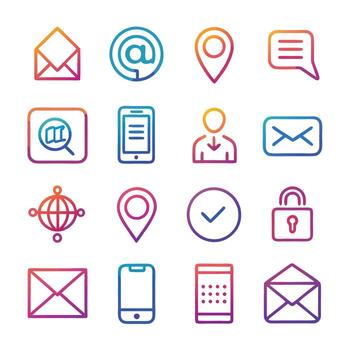 contacto nosotros icono conjunto colección para sitios web y móvil aplicaciones vector