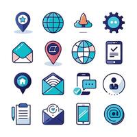 Contact Us icon set collection for websites and mobile applications vector