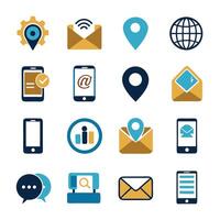Contact Us icon set collection for websites and mobile applications vector