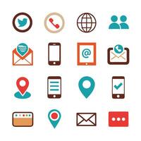 Contact Us icon set collection for websites and mobile applications vector