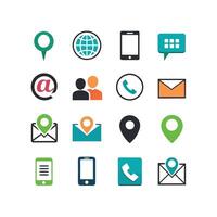 Contact Us icon set collection for websites and mobile applications vector