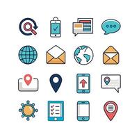 Contact Us icon set collection for websites and mobile applications vector