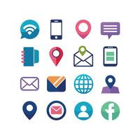 Contact Us icon set collection for websites and mobile applications vector