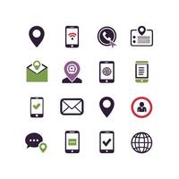 Contact Us icon set collection for websites and mobile applications vector