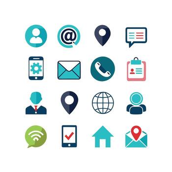 Contact Us icon set collection for websites and mobile applications vector