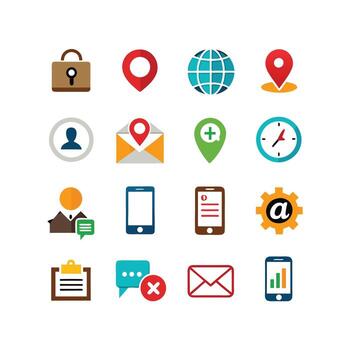 Contact Us icon set collection for websites and mobile applications vector