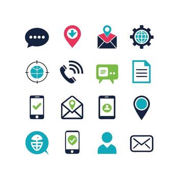 Contact Us icon set collection for websites and mobile applications vector