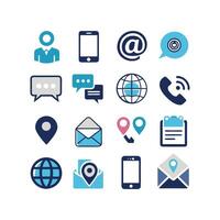 Contact Us icon set collection for websites and mobile applications vector