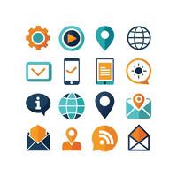 Contact Us icon set collection for websites and mobile applications vector