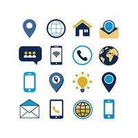 Contact Us icon set collection for websites and mobile applications vector