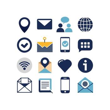 contacto nosotros icono conjunto colección para sitios web y móvil aplicaciones vector