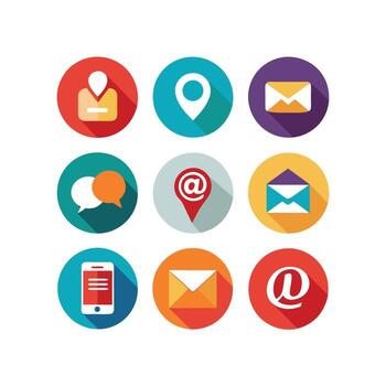 contacto nosotros icono conjunto colección para sitios web y móvil aplicaciones vector