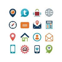Contact Us icon set collection for websites and mobile applications vector