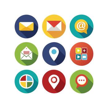 contacto nosotros icono conjunto colección para sitios web y móvil aplicaciones vector