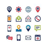 Contact Us icon set collection for websites and mobile applications vector
