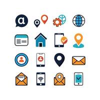 Contact Us icon set collection for websites and mobile applications vector
