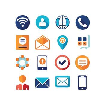 Contact Us icon set collection for websites and mobile applications vector