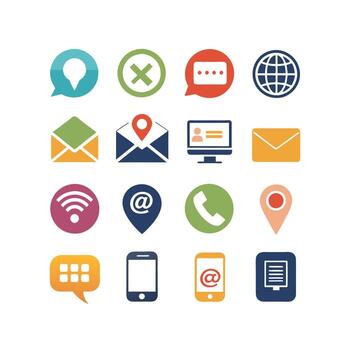 Contact Us icon set collection for websites and mobile applications vector